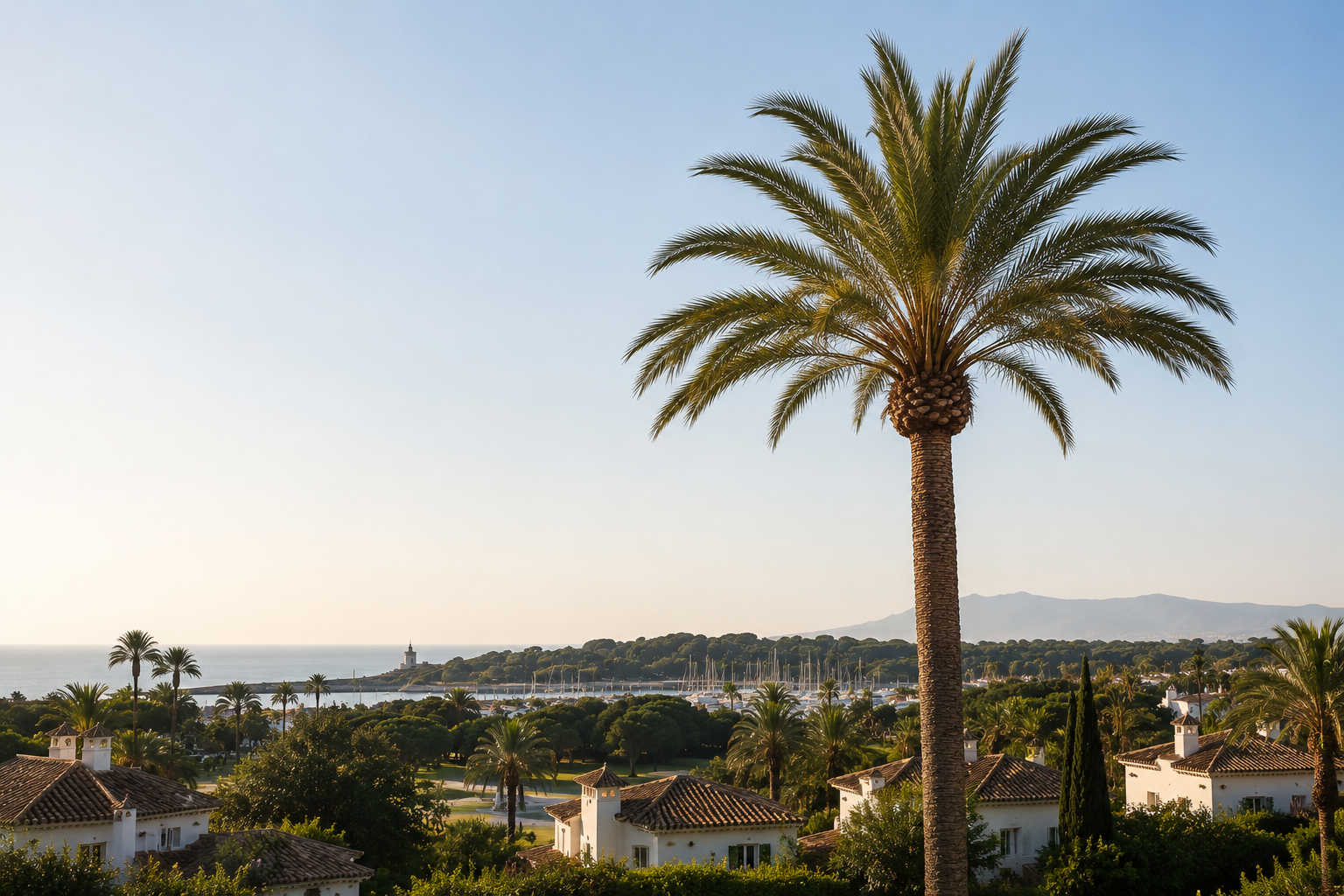 Palm tree overlooking the Sotogrande coast